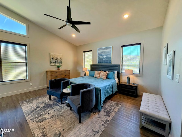 3343 Summit Trails Dr, Sevierville, TN 37862 - bedroom featuring lofted ceiling, recessed lighting, baseboards, ceiling fan, and wood finished floors