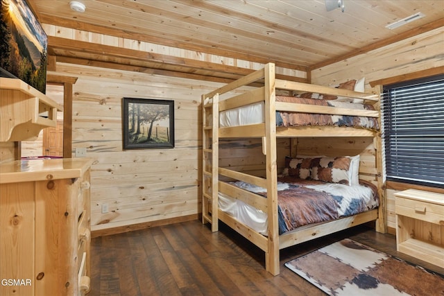 3316 Grace Way, Sevierville, TN 37876 - bedroom with wooden walls, wooden ceiling, and hardwood / wood-style floors
