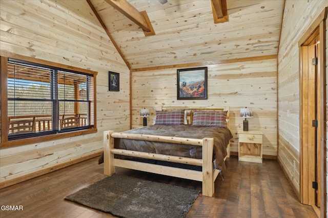 3316 Grace Way, Sevierville, TN 37876 - bedroom with wooden walls, wood finished floors, and wood ceiling