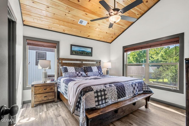 1105 Center St # 3, Sevierville, TN 37862 - bedroom with wood ceiling, vaulted ceiling, light wood-type flooring, and ceiling fan