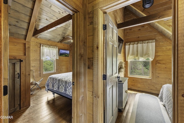 4427 Stackstone Rd, Sevierville, TN 37862 - bedroom with wooden walls, wood-type flooring, and wood ceiling