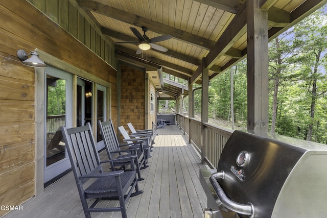 4427 Stackstone Rd, Sevierville, TN 37862 - deck featuring area for grilling and ceiling fan