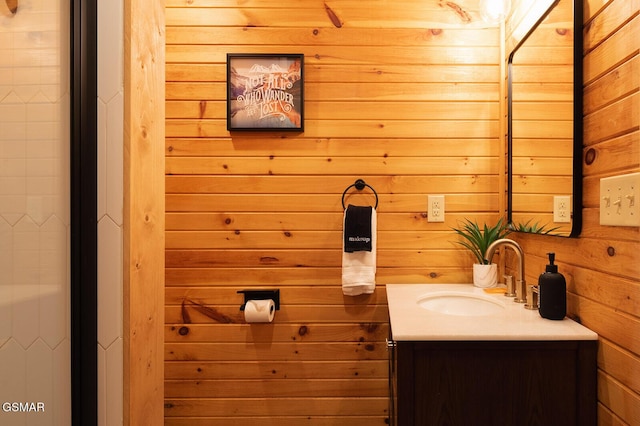 1317 Old Knoxville Hwy, Sevierville, TN 37876 - bathroom featuring vanity and wooden walls