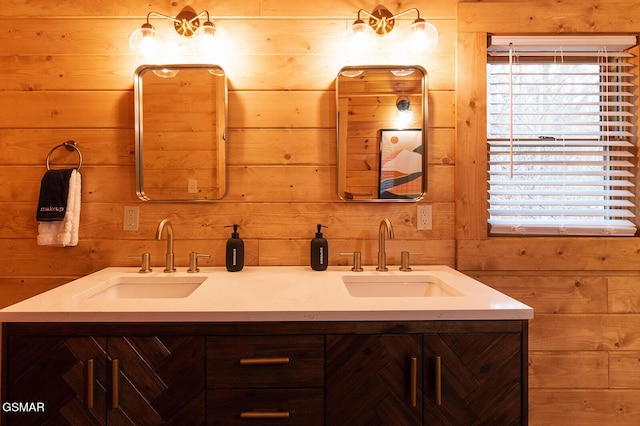 1317 Old Knoxville Hwy, Sevierville, TN 37876 - bathroom featuring double vanity and wood walls
