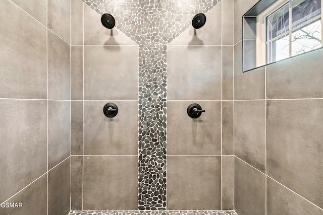 interior details featuring tiled shower