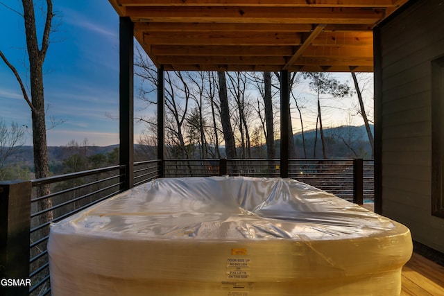 interior space featuring a hot tub