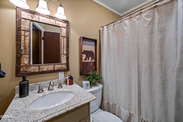 1923 E Arolla Ct, Gatlinburg, TN 37738 - bathroom featuring crown molding, vanity, and a shower with curtain