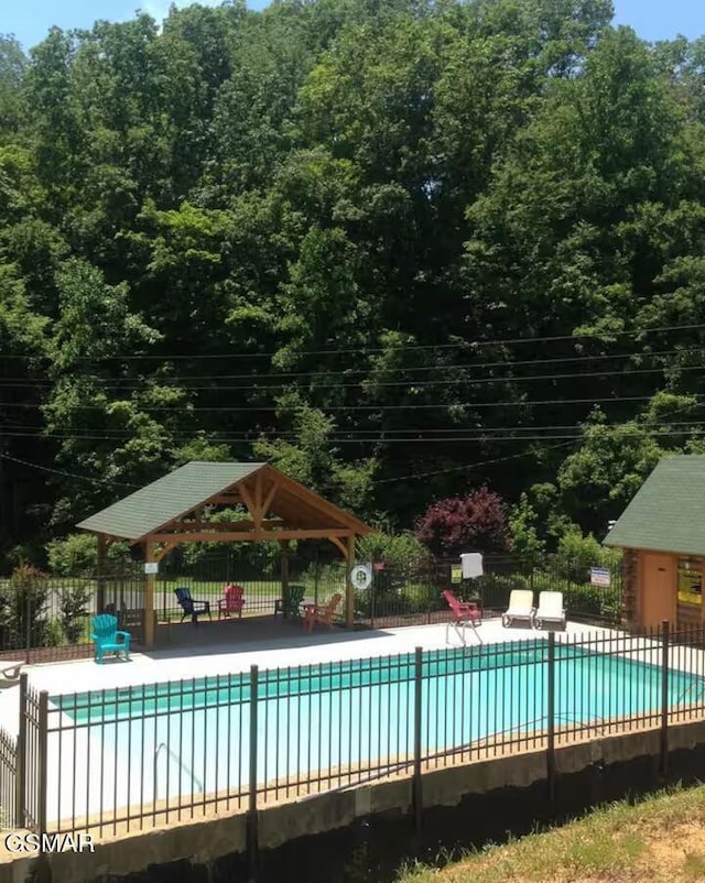 view of pool with a gazebo