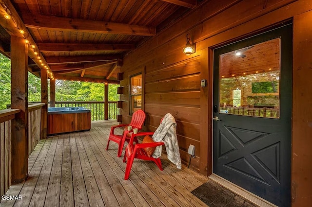 wooden deck with covered porch