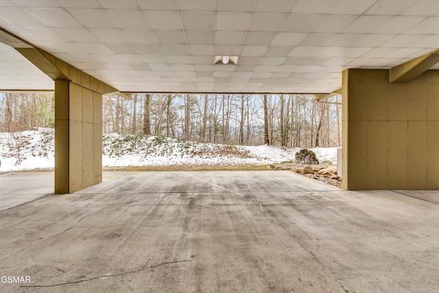 view of snow covered patio