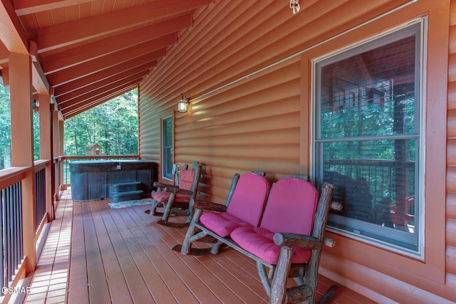 1707 Ridgecrest Dr, Sevierville, TN 37876 - wooden terrace with a hot tub