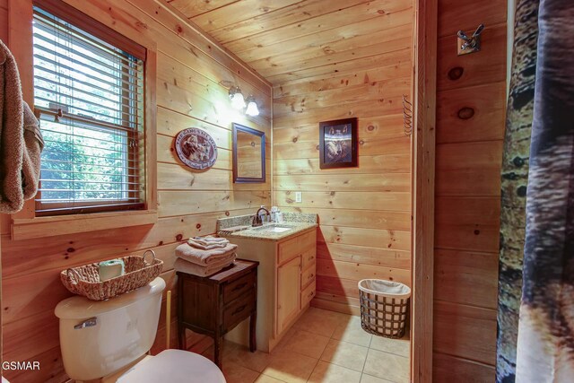 1707 Ridgecrest Dr, Sevierville, TN 37876 - half bath featuring plenty of natural light, vanity, wood walls, toilet, and wood ceiling