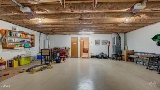 basement with heating unit and gas water heater