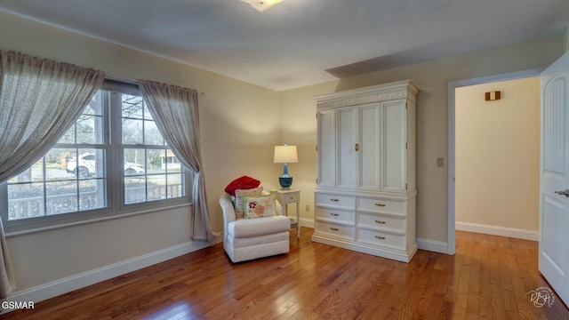 sitting room featuring light hardwood / wood-style flooring