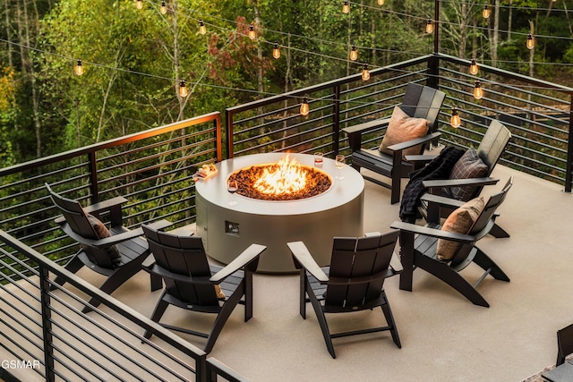 balcony with a fire pit