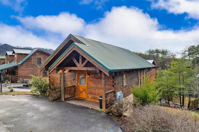 view of log home