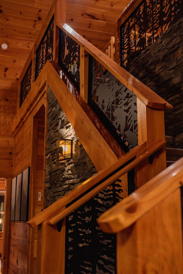 interior space featuring wood ceiling