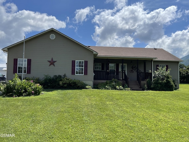 3351 Line Springs Rd, Sevierville, TN 37862 - view of front facade featuring covered porch, a front yard, and a shingled roof