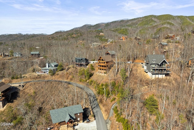 bird's eye view featuring a mountain view