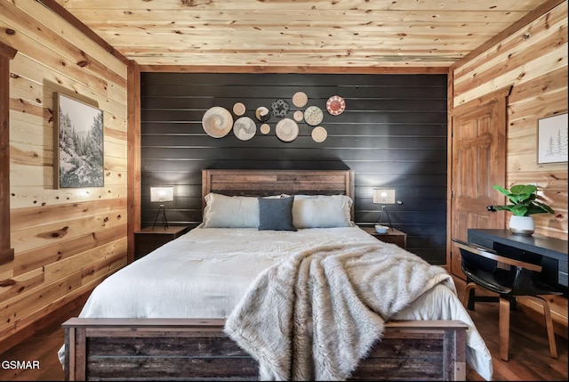 bedroom featuring wooden ceiling