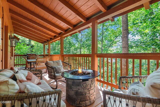 wooden deck featuring grilling area