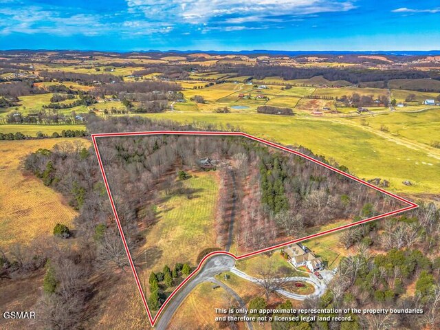 bird's eye view featuring a rural view