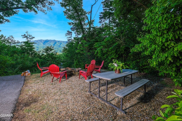 933 E Foothills Dr, Gatlinburg, TN 37738 - view of yard with a fire pit and a mountain view