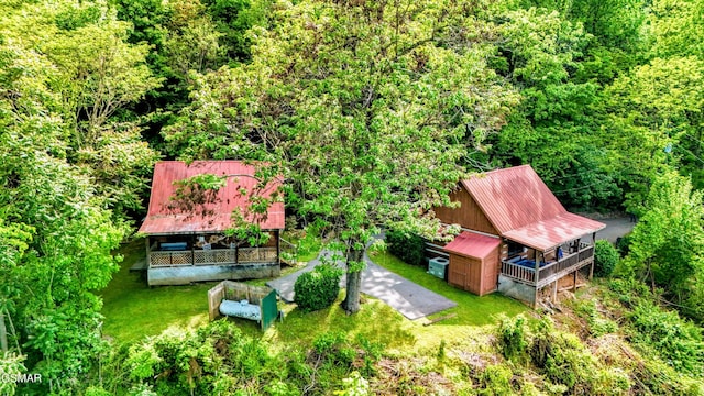 aerial view with a forest view