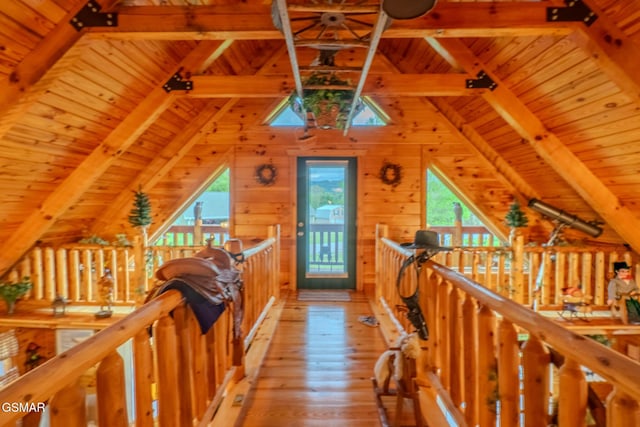 bonus room featuring wooden ceiling and wood-type flooring