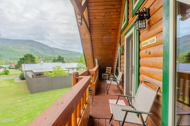 balcony featuring a mountain view
