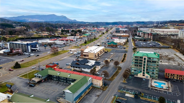 bird's eye view with a mountain view