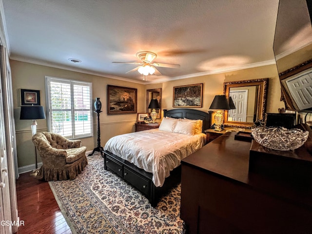 1042 Fine Glen Dr, Sevierville, TN 37862 - bedroom featuring dark wood-style floors, crown molding, and a ceiling fan