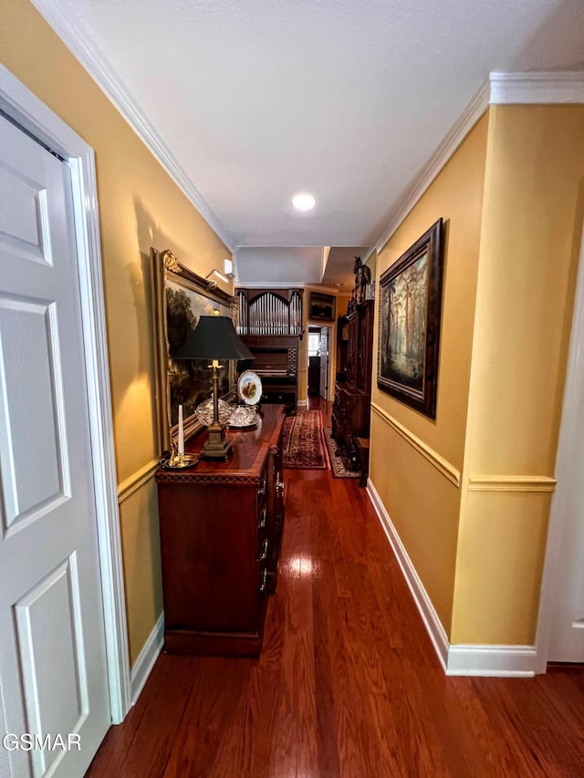 1042 Fine Glen Dr, Sevierville, TN 37862 - hall featuring wood finished floors and ornamental molding