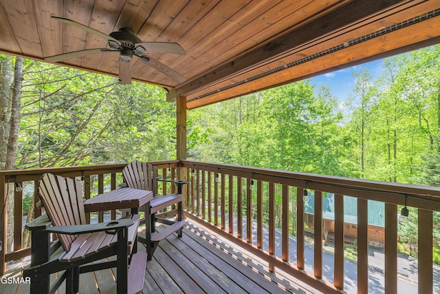 deck featuring a ceiling fan