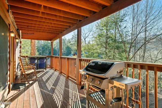 deck featuring area for grilling