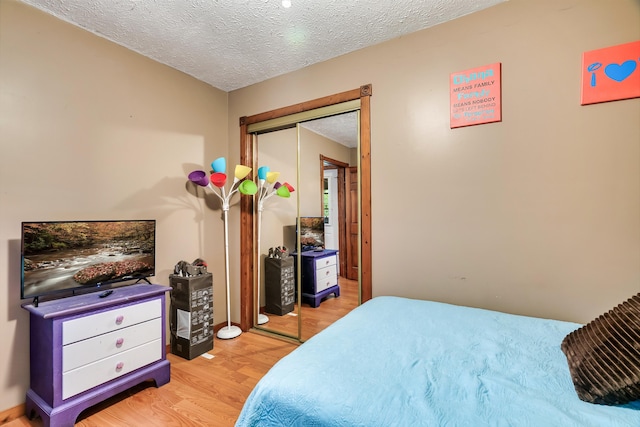 2655 Craig Circle Way, Cosby, TN 37722 - bedroom with light wood-type flooring, a textured ceiling, and a closet