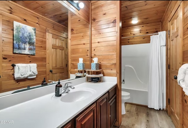 646 Gatlinburg Falls Way, Gatlinburg, TN 37738 - bathroom featuring wooden ceiling, wood finished floors, wooden walls, and vanity