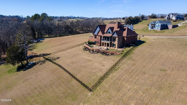 aerial view with a rural view