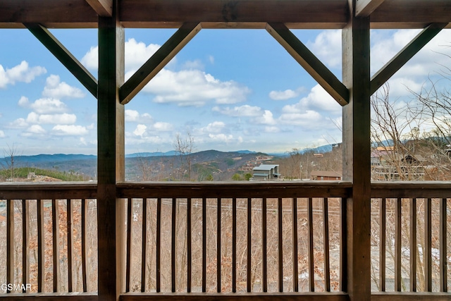 deck featuring a mountain view