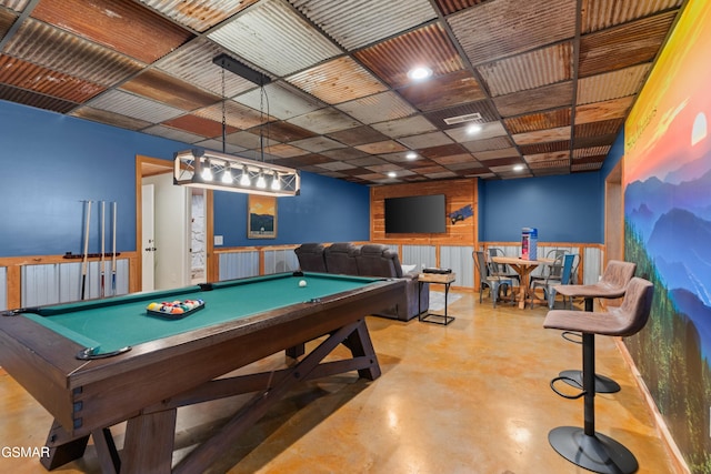 recreation room featuring pool table