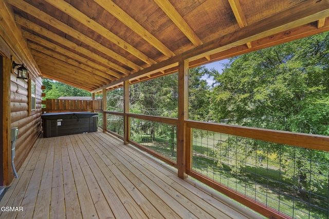 1515 Rainbow Ridge Way, Sevierville, TN 37862 - wooden terrace featuring a hot tub
