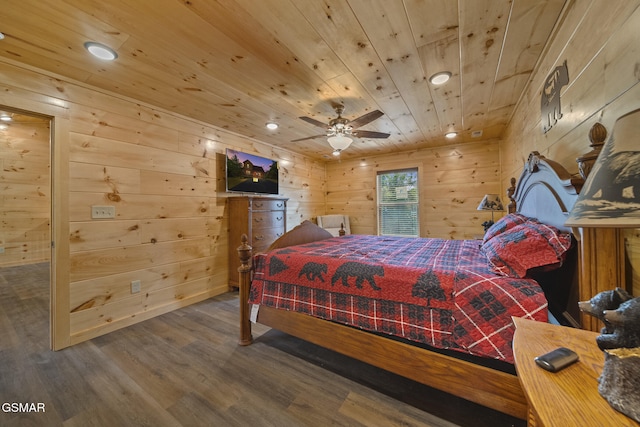 1515 Rainbow Ridge Way, Sevierville, TN 37862 - bedroom with wood finished floors, wood ceiling, recessed lighting, and wood walls