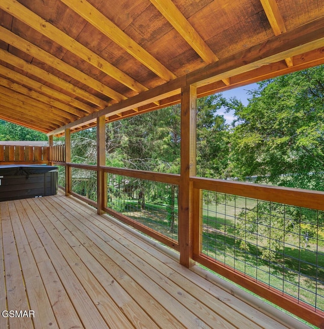 1515 Rainbow Ridge Way, Sevierville, TN 37862 - wooden terrace featuring a hot tub