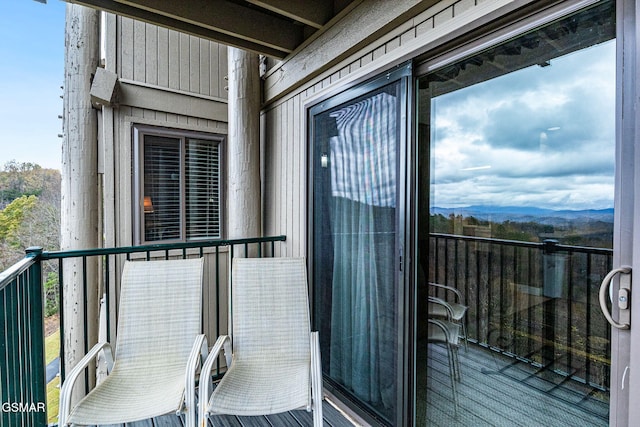 balcony with a mountain view