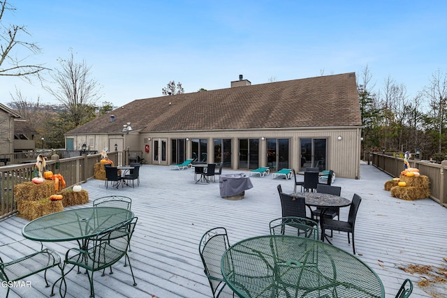 wooden deck with french doors