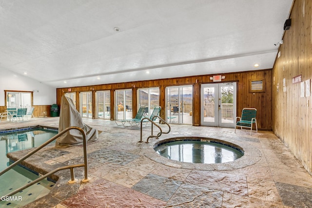 view of pool featuring an indoor in ground hot tub and french doors