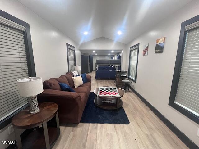 2359 Grassy Branch Rd, Sevierville, TN 37876 - living area with light wood-type flooring and vaulted ceiling