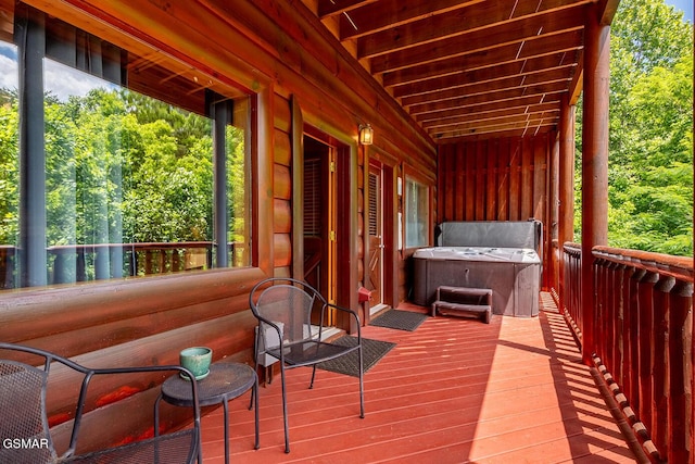 655 Stockton Dr, Sevierville, TN 37876 - wooden terrace featuring a hot tub