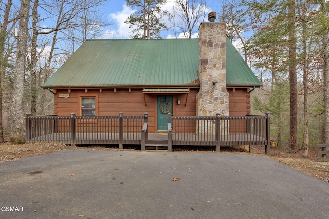 view of log home