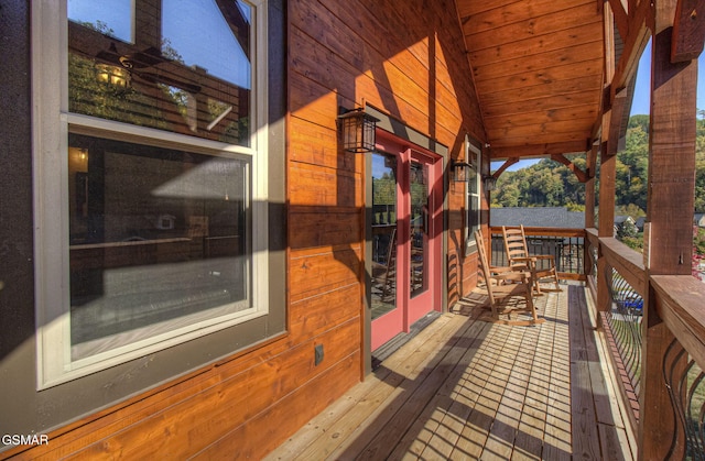 wooden deck with covered porch